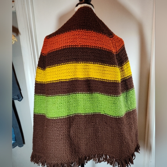 🏵️ vintage handmade knit shawl wrap boho hippie - Picture 6 of 14